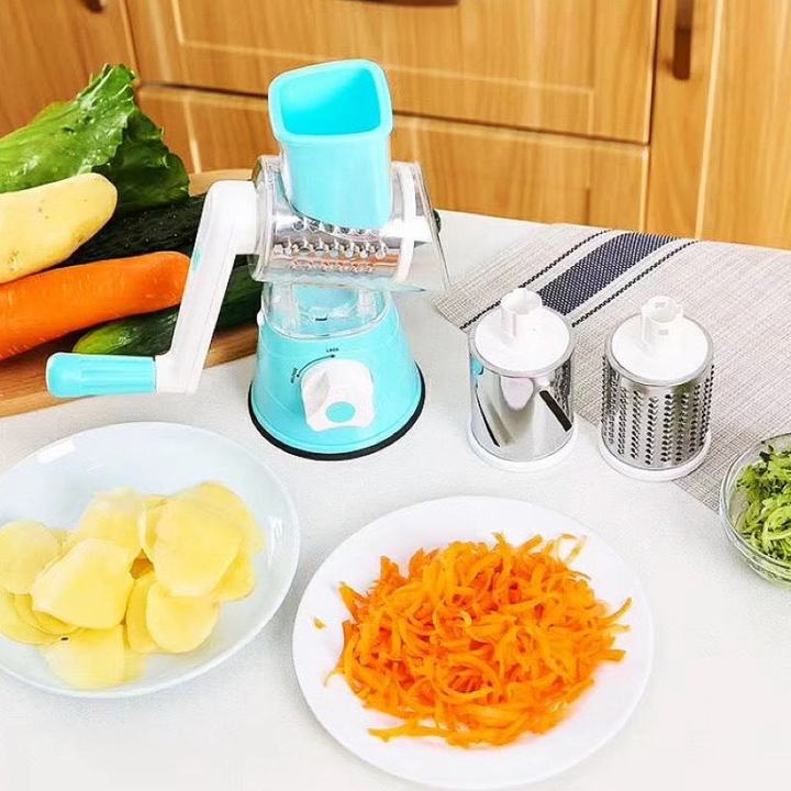 3-in-1 Rotary Grater & Slicer in use