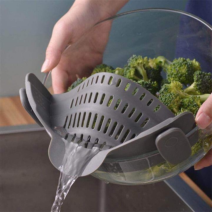 Clip-On Pot Colander in use