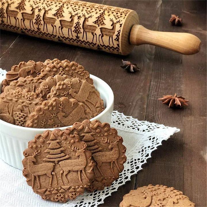 Embossing Rolling Pin in use