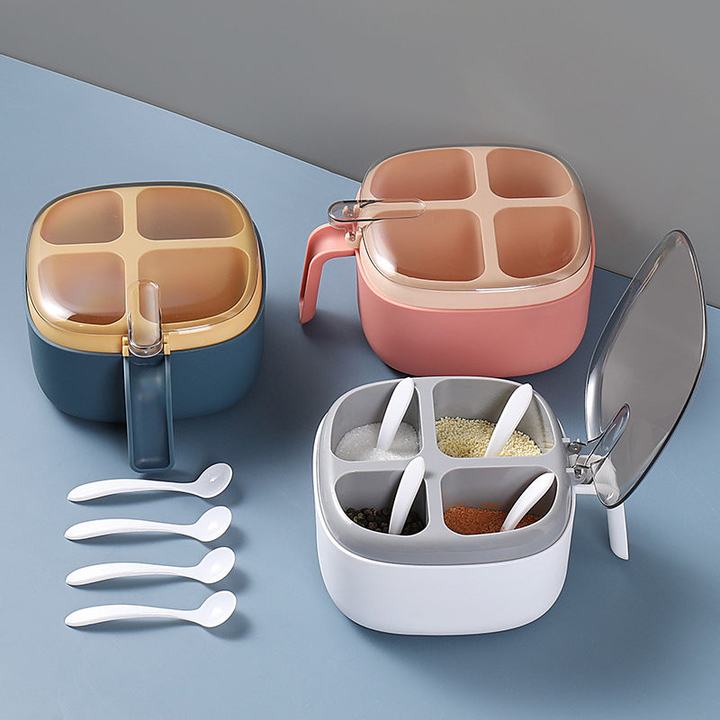 Four-Compartment Seasoning Box in use