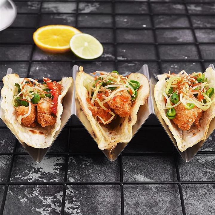 Stainless Taco Holders in use