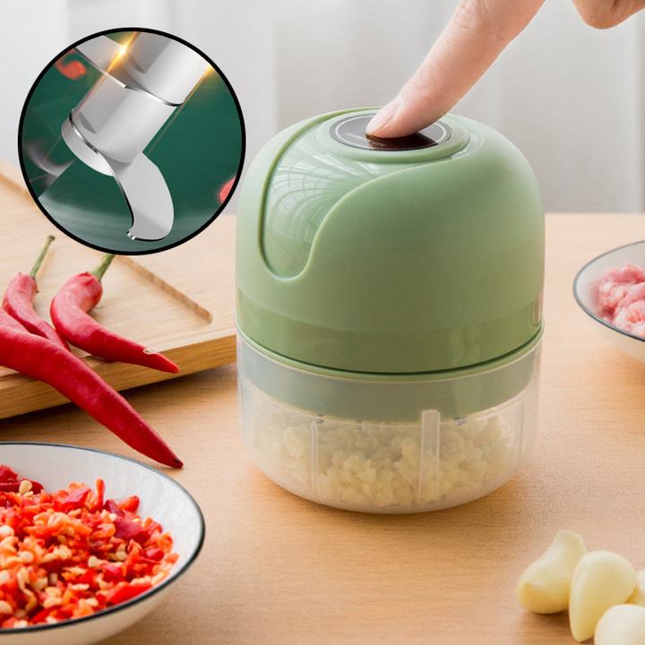 USB Mini Garlic Chopper in use